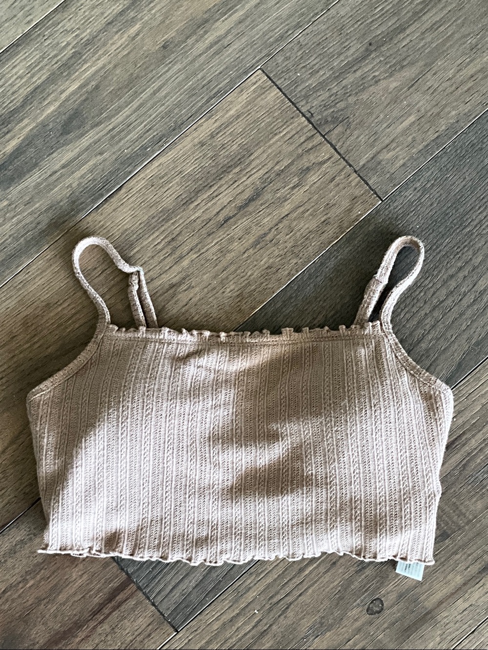 Gilly Hicks Ribbed Cropped Cami in Light Beige